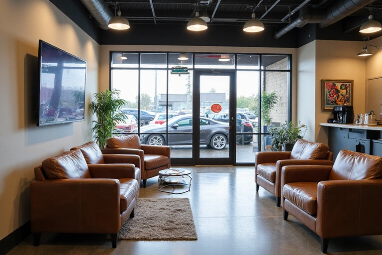 Customer lounge at RoyalShine Garage
