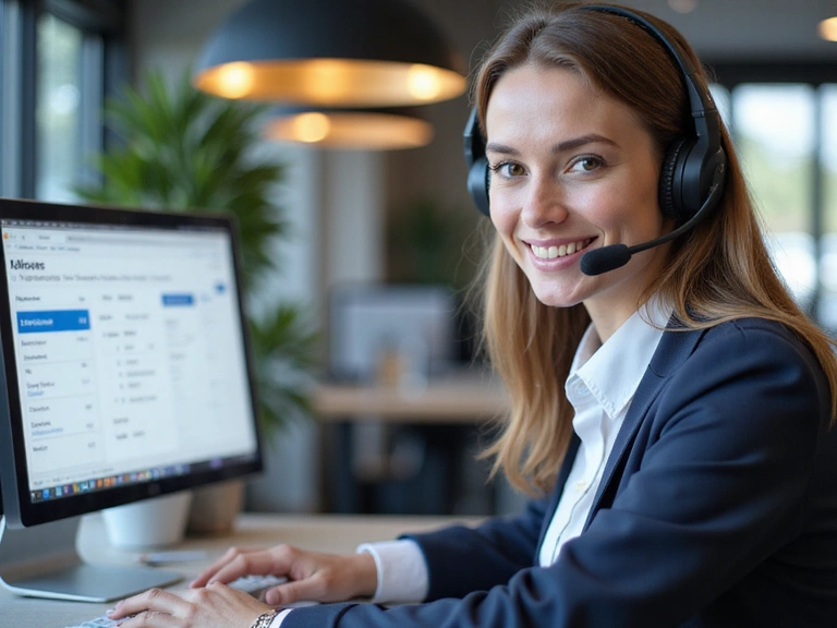Friendly customer service representative helping with booking