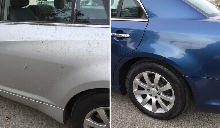 Before and after car detailing