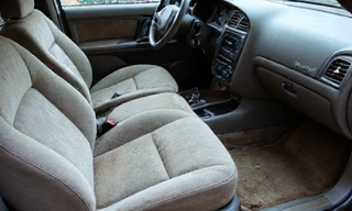 Dirty car interior before